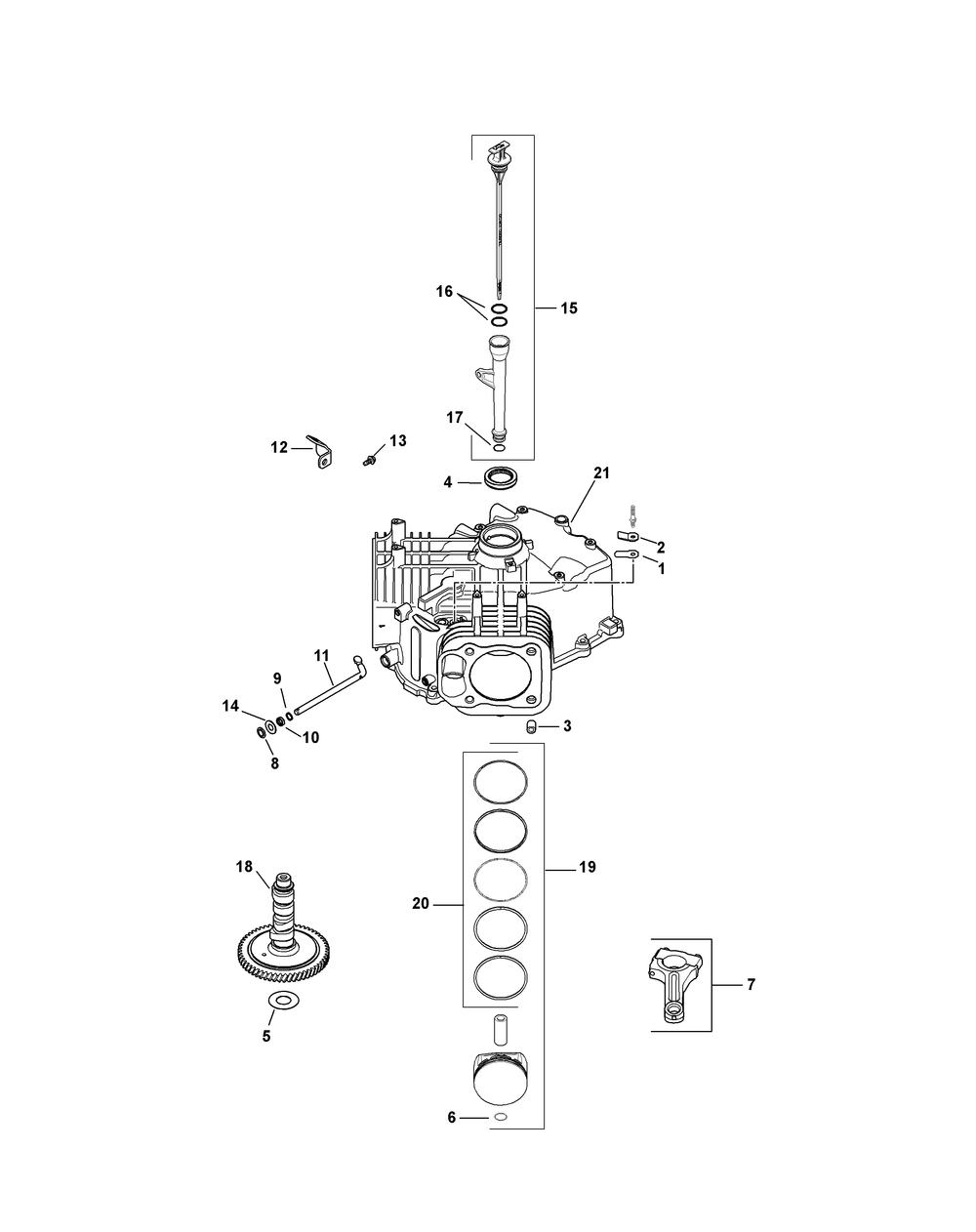 Kohler Sv715-3029 Crankcase Diagram and Parts List for Z-FORCES48 (17AF5BHB-17AF5BHB010-17AF5BHB056-17AF5BHB210)(2011) Cub Cadet Lawn Tractor